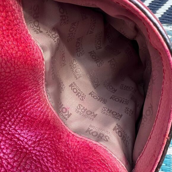 Michael Kors Jet Set Shoulder Tote Bag Hand Painted Metallic Sunrise Red Multi - Picture 13 of 15